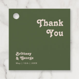 Einfache Retro-Vibes   Olive Green Vielen Dank Geschenkanhänger