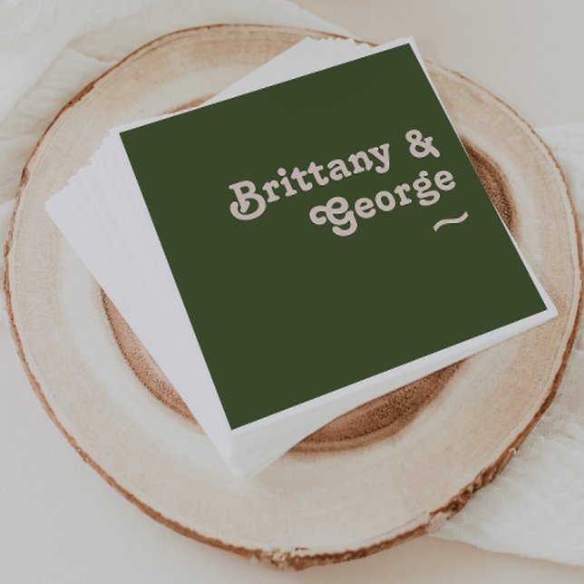 Einfache Retro-Vibes | Olive Green Wedding Napkins Serviette (Von Creator hochgeladen)