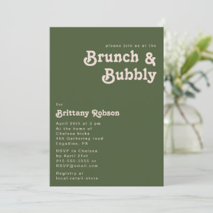 Einfache Retro-Vibes Olivgrüne Brunch- und Sprud Einladung