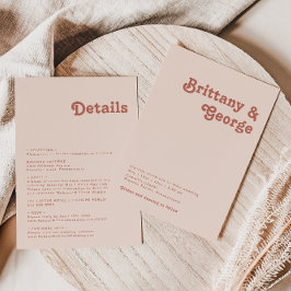 Einfache Retro-Vibes | Rosa auf einer Hochzeit Einladung