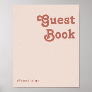 Einfache Retro-Vibes Rosa Gast Book Sign Poster