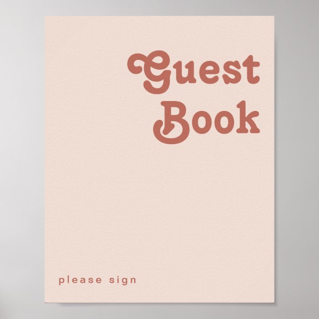Einfache Retro-Vibes | Rosa Gast Book Sign Poster (Vorne)