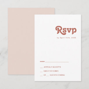 Einfache Retro-Vibes Rosa RSVP-Karte RSVP Karte