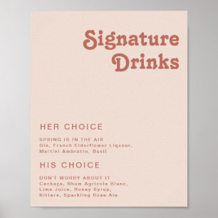 Einfache Retro-Vibes   Rosa Unterschrift Drinks Poster