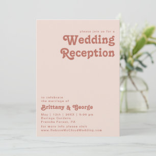 Einfache Retro-Vibes Rosafarbenes Hochzeitsempfa Einladung