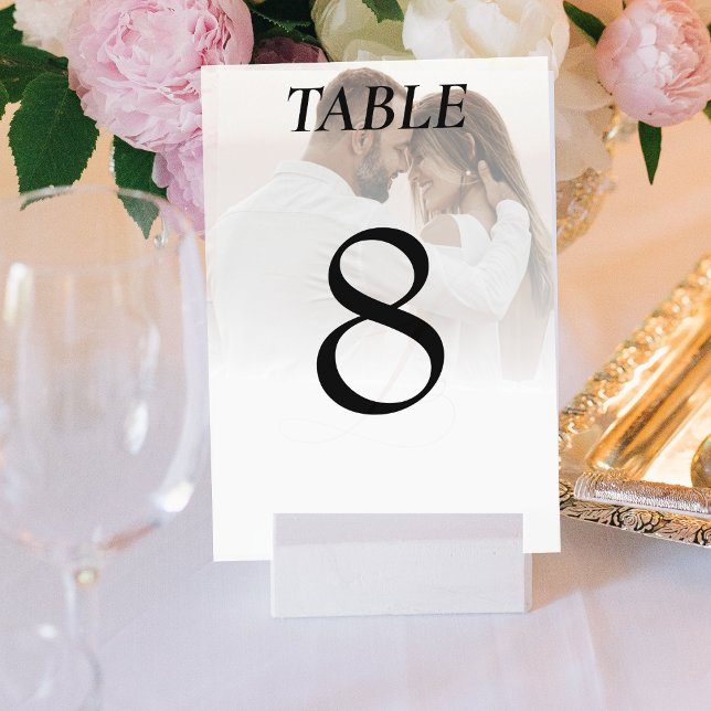 Einfache Rezeption des Ombre White Foto Tischnummer (Simple Ombre White Photo Wedding Reception Table Number)