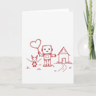Einfache Robot Heart Home Card Karte