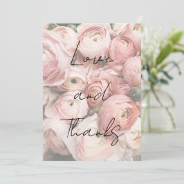 Einfache romantische Blume Kalligrafie-Skript Hoch Dankeskarte