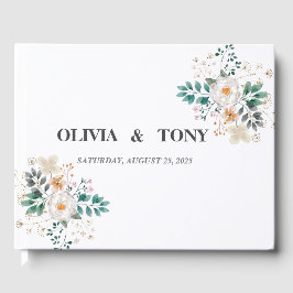 Einfache romantische Blumenhochzeit Gästebuch