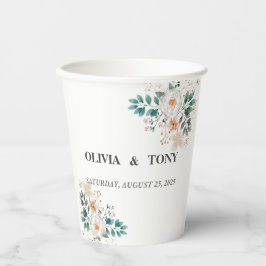 Einfache romantische Blumenhochzeit Pappbecher