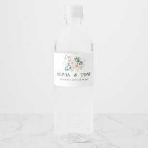 Einfache romantische Blumenhochzeit Wasserflaschenetikett