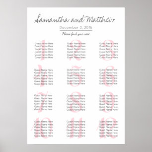 Einfache romantische Blush-Hochzeit   Sitzdiagramm Poster