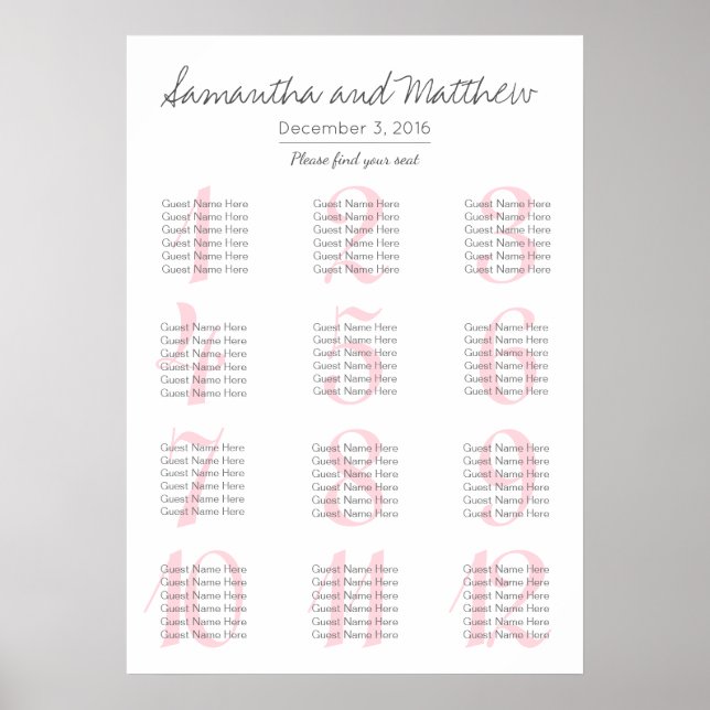 Einfache romantische Blush-Hochzeit | Sitzdiagramm Poster (Vorne)