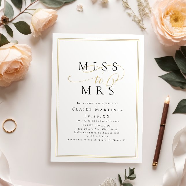 Einfache romantische Miss zu Mrs. script Brautpart Einladung (Simple romantic Miss to Mrs script bridal shower Invitation)