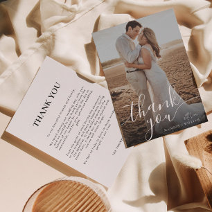 Einfache romantische Script-Foto Hochzeit Dankeskarte
