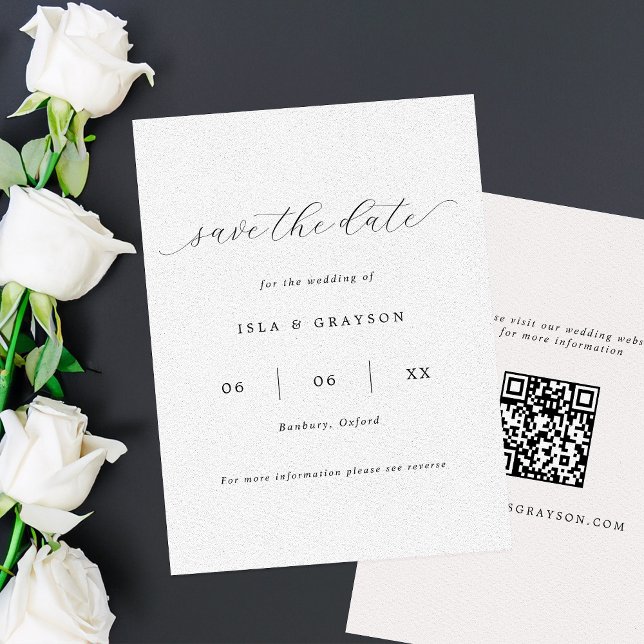 Einfache romantische Script QR Code Hochzeit Save The Date (Von Creator hochgeladen)