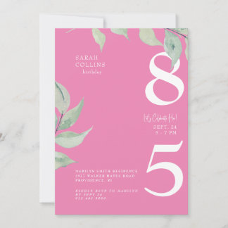 Einfache Rosa 85. Geburtstagsparty Einladung