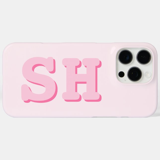 Einfache rosa Anfangsmonogramm Case-Mate iPhone Hülle (Rückseite (Horizontal))