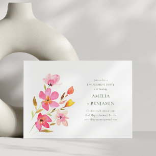 Einfache rosa Aquarell-Blumen-Hochzeitfeier Einladung