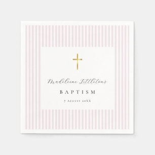 Einfache rosa Baby Mädchen Taufe Papier Servietten