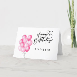 Einfache rosa Balloons Geburtstagskarte für Freund Feiertagskarte