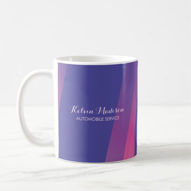 Einfache rosa blaue diagonale Linien Kaffeetasse (Links)