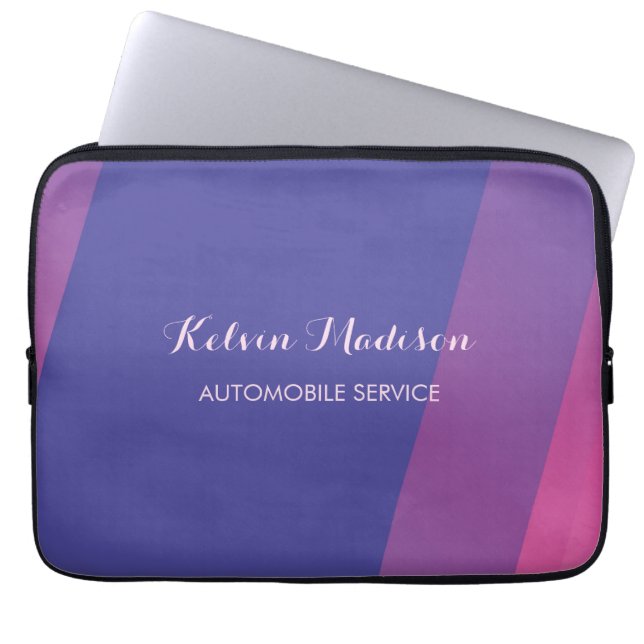 Einfache rosa blaue diagonale Linien Laptopschutzhülle (Vorderseite)