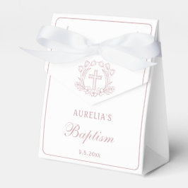 Einfache rosa Blumenkreuz Taufe Kleiner Zelt Geschenkschachtel