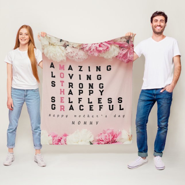 Einfache rosa Blumentypografie Muttertag Fleecedecke (Beispiel)