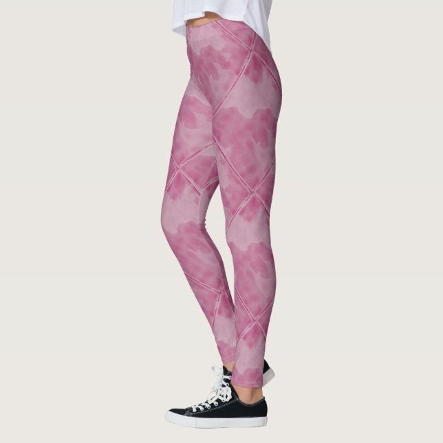 Einfache rosa Checkered Keramik-Fliesen Leggings (Links)