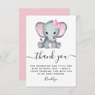 Einfache rosa Elephant Babydusche Dankeskarte