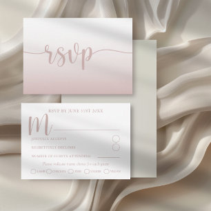 Einfache rosa Farbkalligrafie Hochzeit RSVP Karte