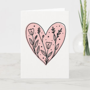Einfache rosa florale Herzkarte Karte