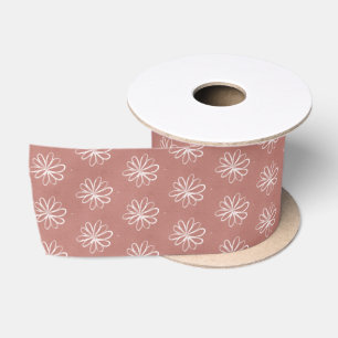 Einfache rosa, florale, rustikale Hand gezogen Satinband