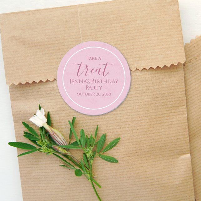 Einfache rosa Geburtstagskalligrafie - Niedliches  Runder Aufkleber (Von Creator hochgeladen)