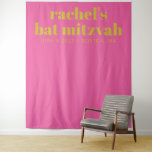 Einfache rosa gelbe Niedliche Bat Mitzvah Foto Hin Wandteppich<br><div class="desc">Personalisierte,  moderne,  mutige Typografie Rosa und Gelb Bat Mitzvah Foto Hintergrund</div>