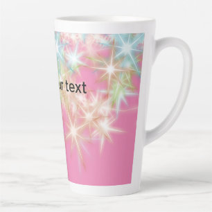 Einfache rosa glitzernde Sterne fügen Ihren Text h Milchtasse