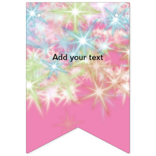 Einfache rosa glitzernde Sterne fügen Ihren Text h Wimpelkette
