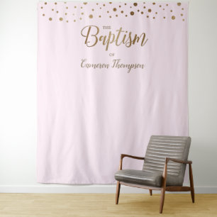 Einfache rosa Goldfetti-Taufe Hintergrund Wandteppich