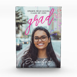 Einfache rosa Grad Klasse handgeschriebenes Typo-F Fotoblock