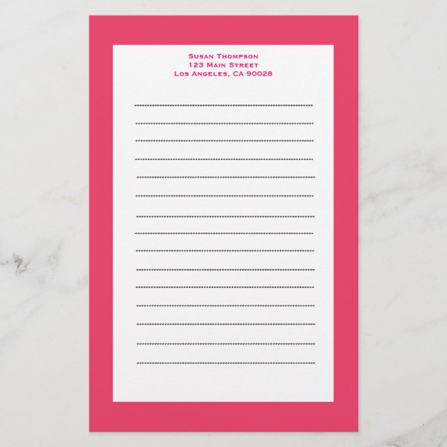 Einfache rosa Grenze Briefpapier (Vorderseite)