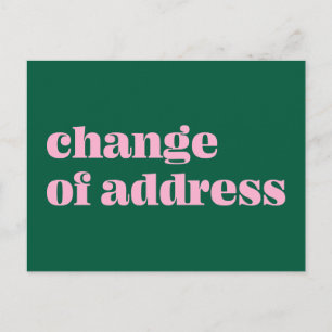 Einfache rosa grüne Umzugsankündigung Postkarte