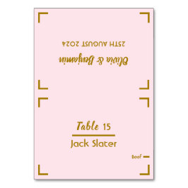 Einfache, rosa handgeschriebene Skriptaufkleberkar Tischnummer