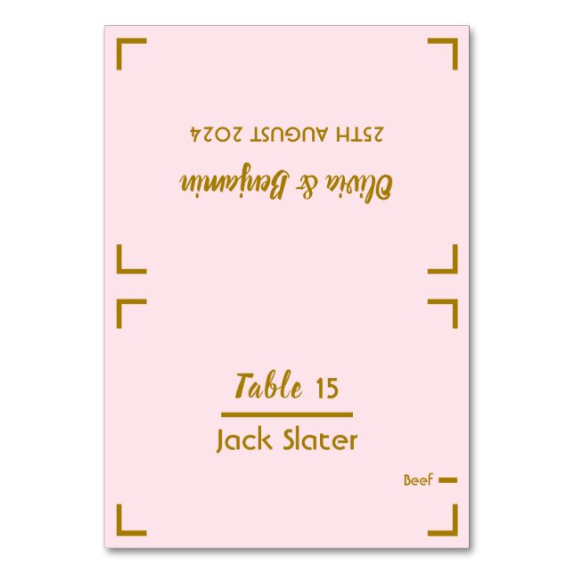 Einfache, rosa handgeschriebene Skriptaufkleberkar Tischnummer (Vorderseite)