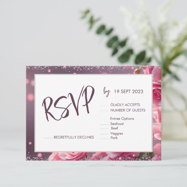 Einfache, rosa handgeschriebene SkriptWedding RSVP (Stehend Vorderseite)