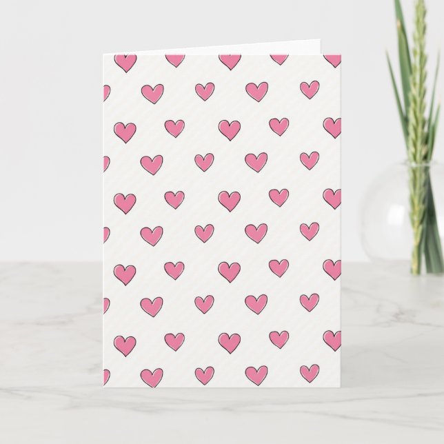Einfache rosa Herzen Musterkarte Karte (Vorderseite)