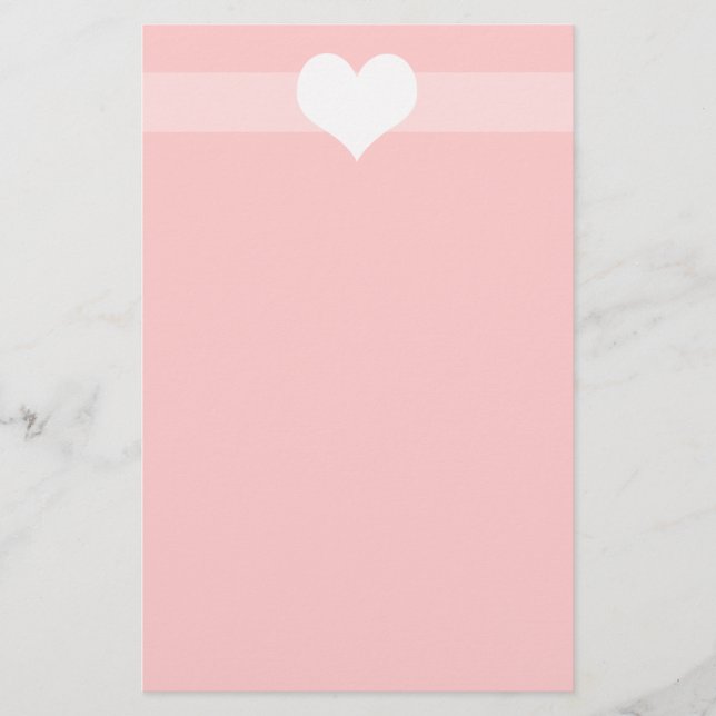 Einfache rosa Herzgeschichte Briefpapier (Vorderseite)