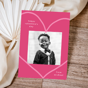 Einfache rosa Herzklassenzimmer Valentine's Day Ca Mitteilungskarte