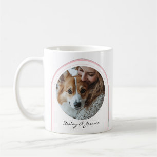 Einfache rosa Hündin Lover Foto Valentinstag Name Kaffeetasse