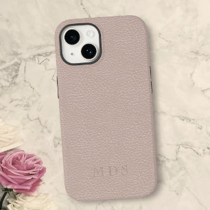 Einfache Rosa Imitate Leaather Look Monogram Case-Mate iPhone 14 Hülle